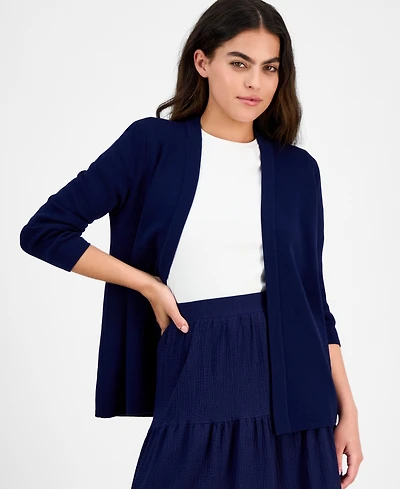 Ak Anne Klein Petite Newport Open-Front Cardigan