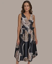 Donna Karan New York Women's Floral Print Sleeveless A-Line Dress