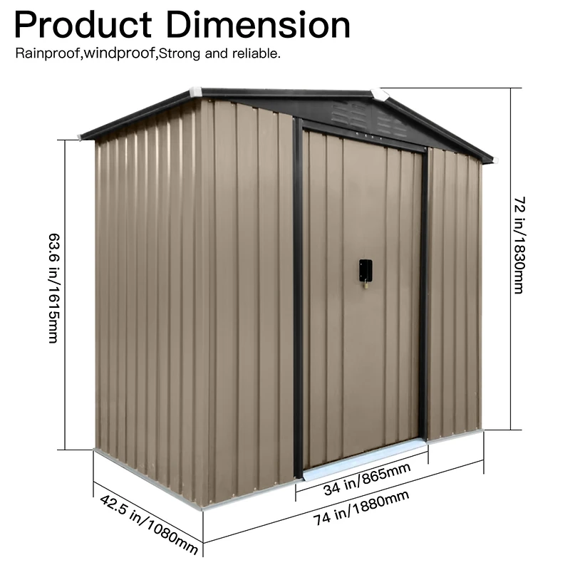 Streamdale Outdoor storage sheds 4FTx6FT Apex roof brown with Sliding Doors