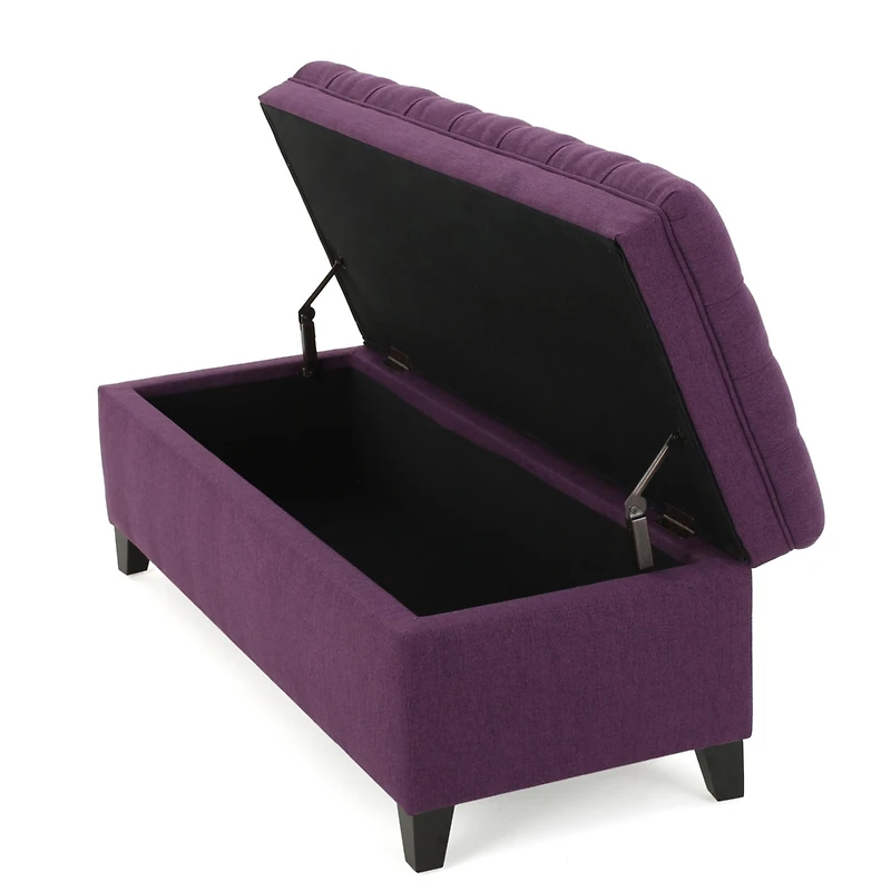 Streamdale Juliana Fabric Storage Ottoman with Birch Legs in Purple (50x20.5x18.3in)