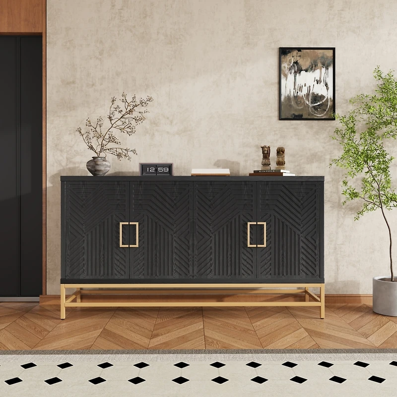 Streamdale Retro Sideboard with Adjustable Shelves & Metal Accents