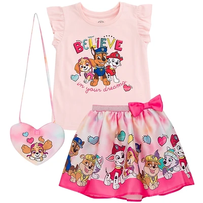 Paw Patrol Toddler Girls Tank Top Skirt and Bag 3 Piece Outfit Set