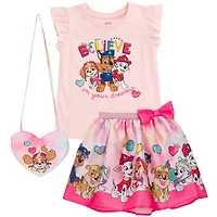 Paw Patrol Toddler Girls Tank Top Skirt and Bag 3 Piece Outfit Set