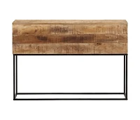 Console Table 43.3"x11.8"x29.5" Solid Wood Rough Mango and Iron