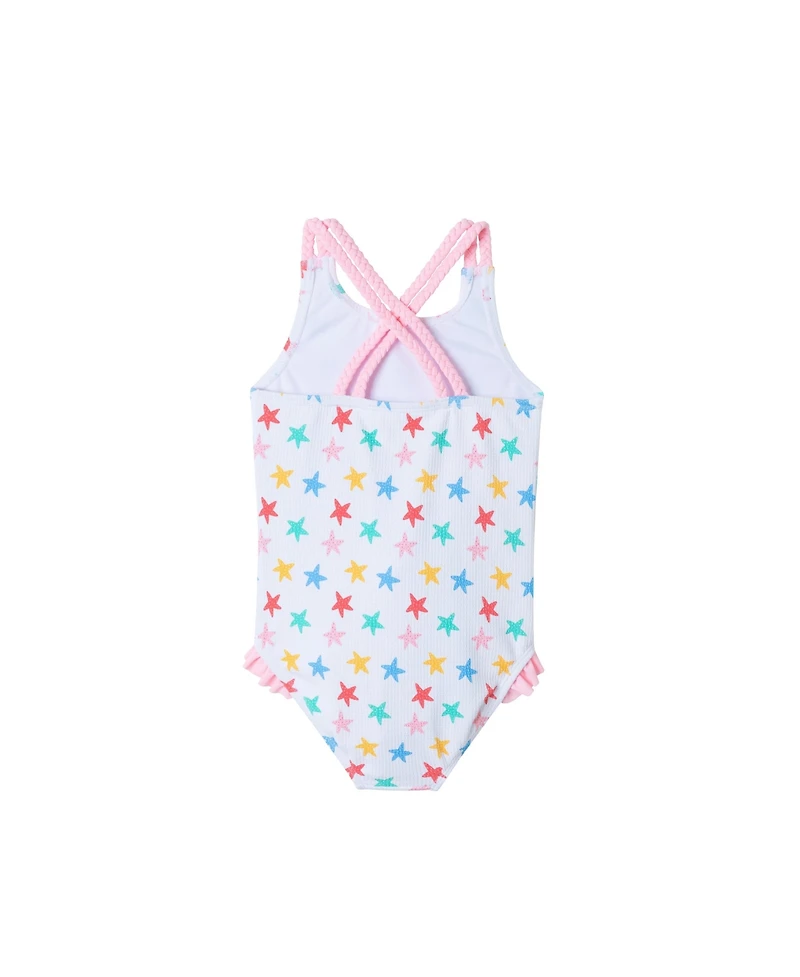 Andy & Evan Toddler Girls Toddler/Child Starfish Print Textured Swimsuit