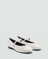 Mango Women's Strip And Bow Detail Ballerina Shoes