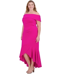 Eliza J Women's Off-The-Shoulder High-Low Hem Gown