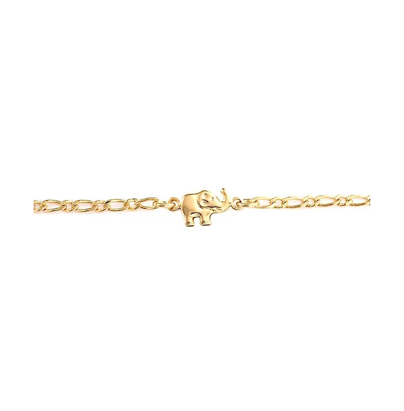 Bling Jewelry Three Multi Charm Lucky Elephant Anklet Ankle Bracelet Gold Plated Brass