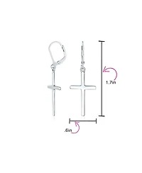 Bling Jewelry Classic Religious Cross Dangle Earrings Lever Back Sterling Silver High Polish