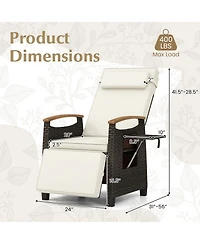 Patio Wicker Recliner Chair with Adjustable Backrest and Footrest