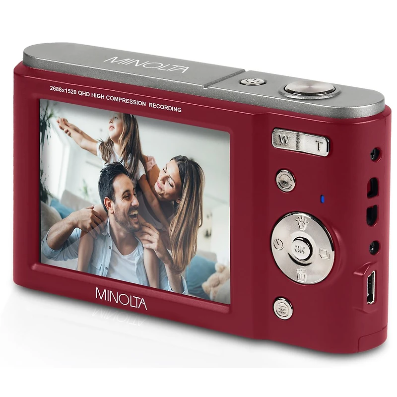 Minolta Minolta MND20 44 Mp 2.7K Ultra Hd Digital Camera (Red) With Slinger Camera case