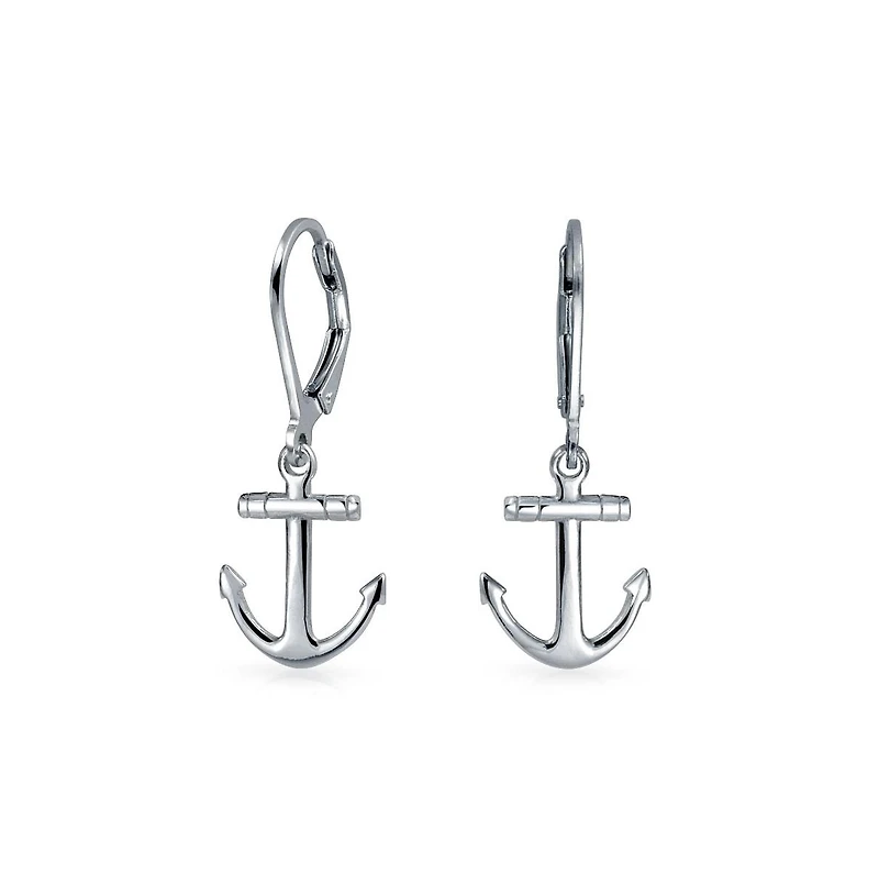 Bling Jewelry Nautical Anchor Dangle Earrings in 14K Gold Plated Sterling Silver