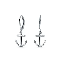 Bling Jewelry Nautical Anchor Dangle Earrings in 14K Gold Plated Sterling Silver