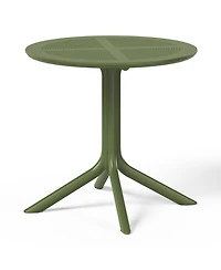 31.5" Round Plastic Outdoor Patio Dining Table for 4