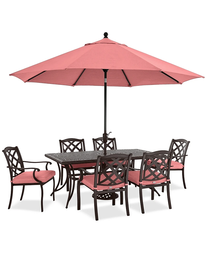 Wythburn Outdoor Dining 7pc Set (72"x38" Table & 4 Lattice Chairs 2 Swivel Chairs), Created for Macy's