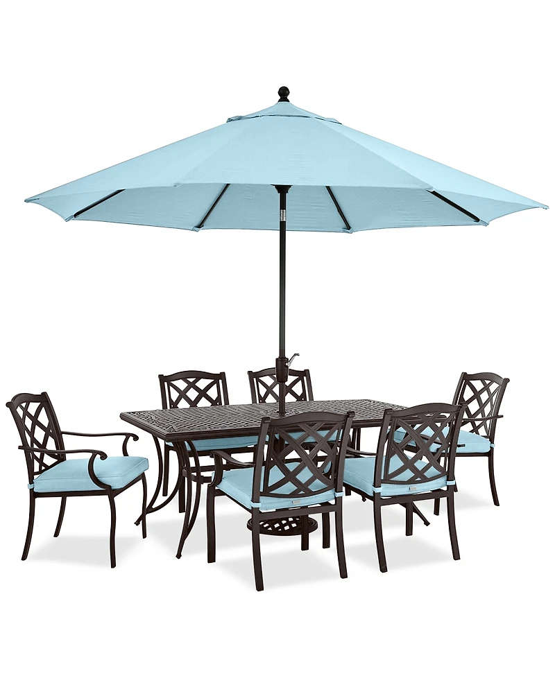 Wythburn Outdoor Dining 7pc Set (72"x38" Table & 4 Lattice Chairs 2 Swivel Chairs), Created for Macy's