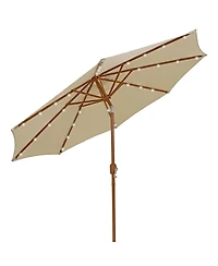8.5 ft Outdoor Patio Umbrella with Tilt, Crank and Vent - Faux Woodgrain Finish Solar