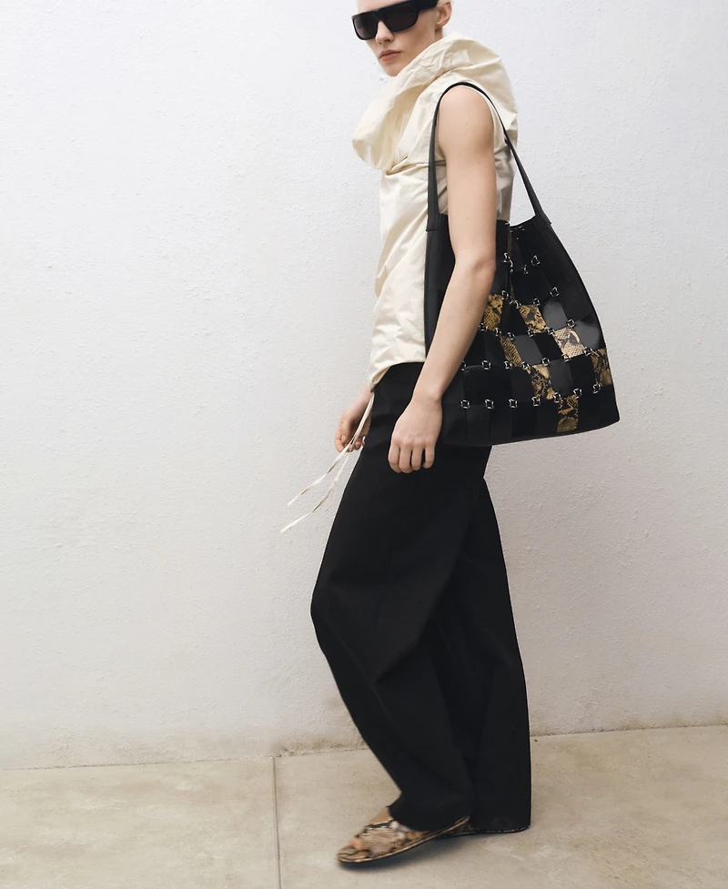 Mango Women's Combined Wool Blend Jogger Pants