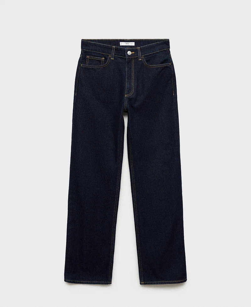 Mango Women's High-Waisted Straight-Fit Rinse-Wash Jeans