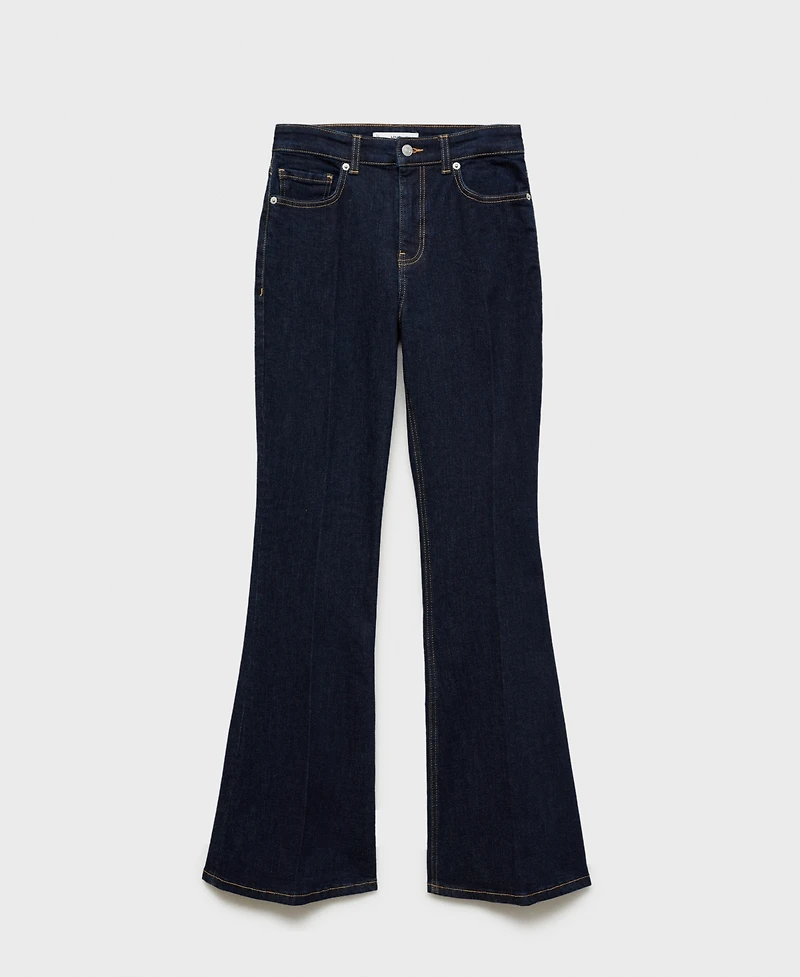 Mango Women's Mid Rise Rinse Wash Flare Jeans