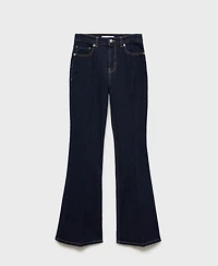 Mango Women's Mid Rise Rinse Wash Flare Jeans