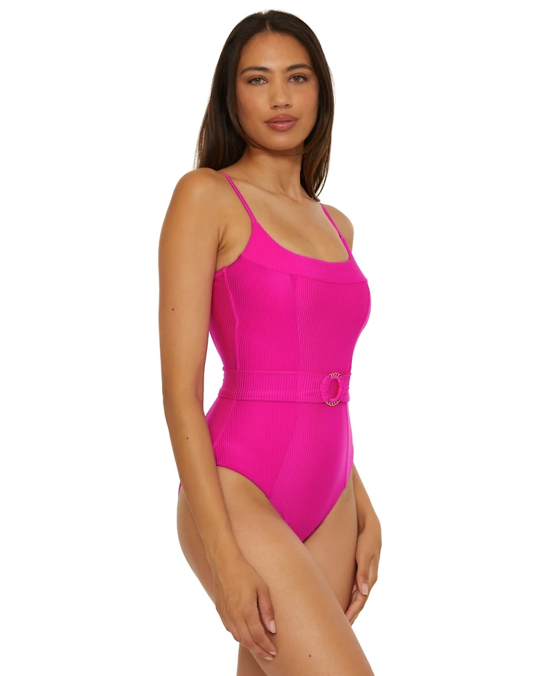Becca Women's Monte Carlo Shiny Rib-Knit One Piece Swimsuit