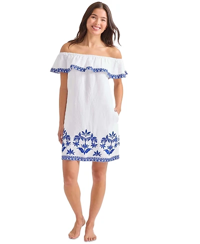 Tommy Bahama Women's Embroidered Ruffled Dress