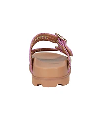 Marc Fisher Ltd Women's Mylan Woven Buckle Straps Flat Sandals