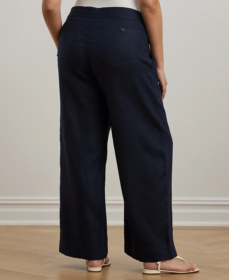 Lauren Ralph Plus Linen Drawcord Pants