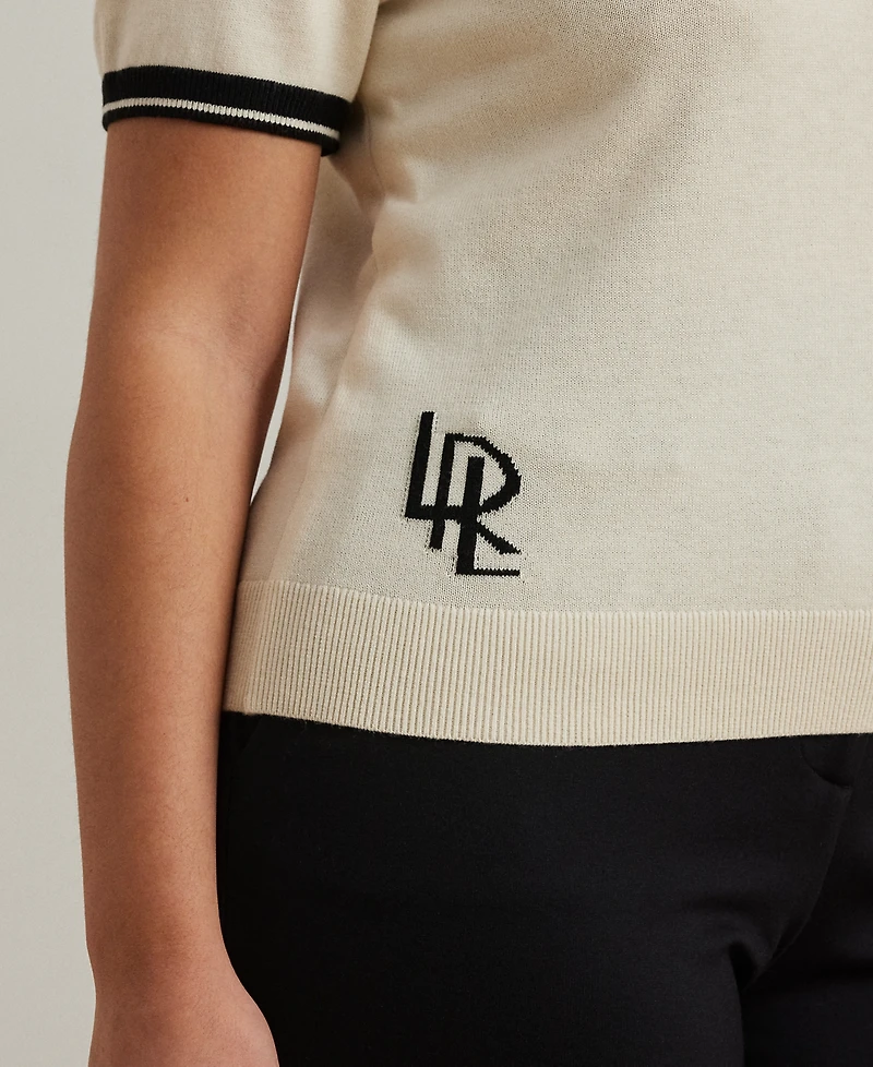 Lauren Ralph Lauren Plus Size Two-Tone Short-Sleeve Sweater