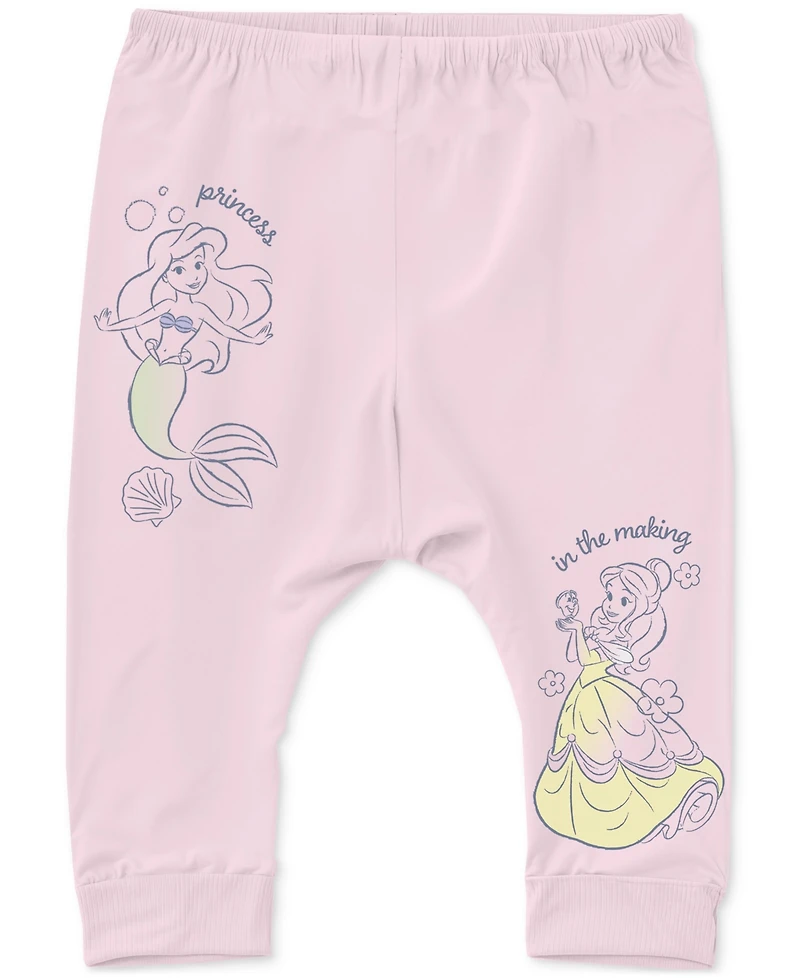 Disney Baby Girls Princesses Bodysuit, Pants & Bib, 3 Piece Set