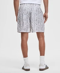 Mode of One Men's Woodgrain Relaxed-Fit Printed 6-1/2" Shiny Twill Shorts, Exclusively at Macy's