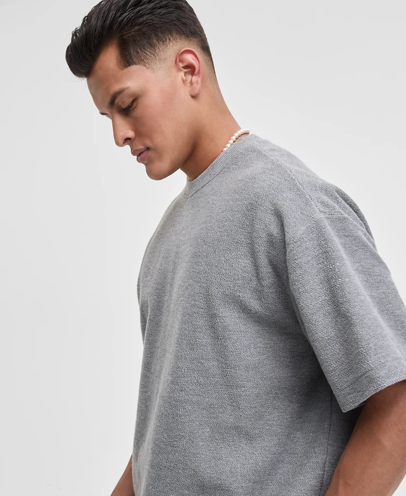 Mode of One Men's Oversized-Fit Textured Sweatshirt, Exclusively at Macy's