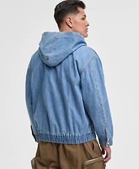 Mode of One Men's Relaxed-Fit Full-Zip Denim Hoodie, Exclusively at Macy's