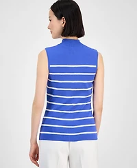 Tahari Asl Women's Striped Mock Neck Knit Top