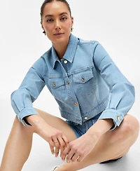 I.n.c. International Concepts Women's Cropped Trucker Jacket, Exclusively at Macy's