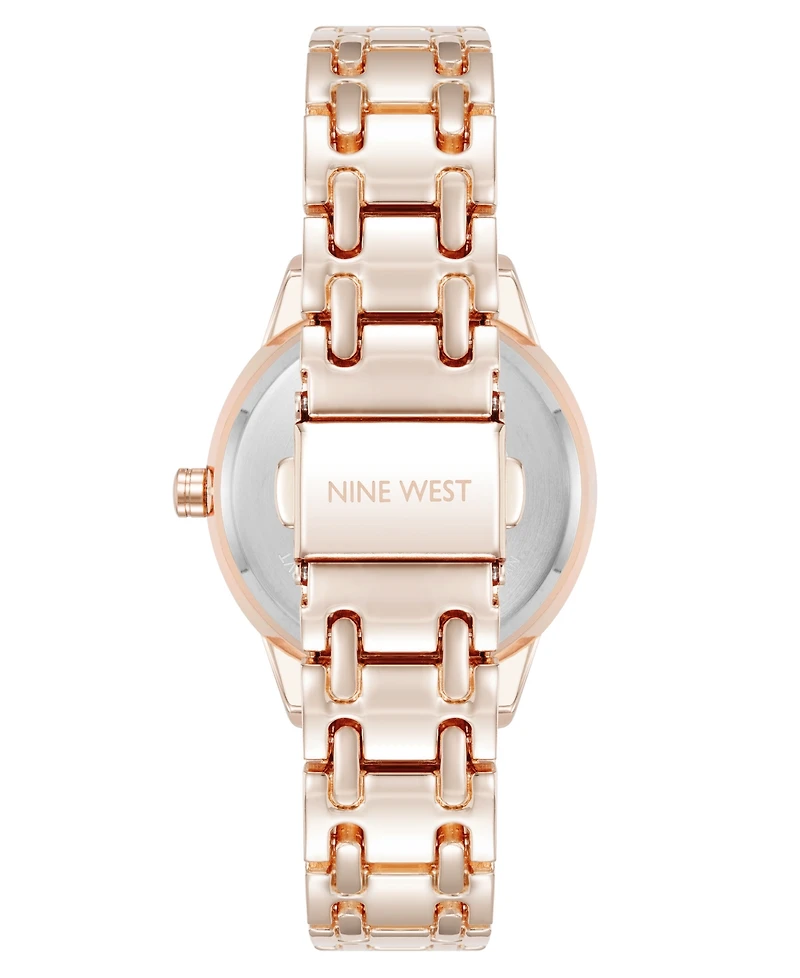 Nine West Women's Quartz Silver and Rose Gold-Tone Metal Alloy Bracelet Watch, 33mm