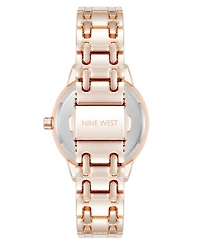 Nine West Women's Quartz Silver and Rose Gold-Tone Metal Alloy Bracelet Watch, 33mm