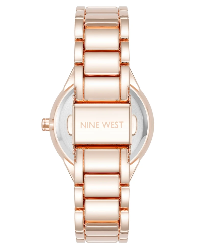 Nine West Women's Quartz Pink and Rose Gold-Tone Metal Alloy Watch, 34mm