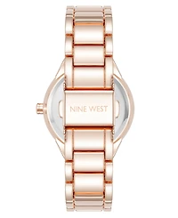 Nine West Women's Quartz Pink and Rose Gold-Tone Metal Alloy Watch, 34mm