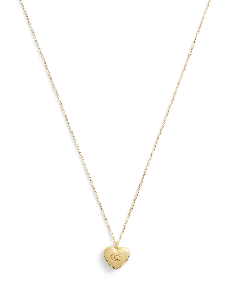 Coach Signature Puffy Heart Pendant Necklace