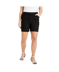 June + Vie Plus Size June + Vie Raw Hem June Fit Denim Shorts