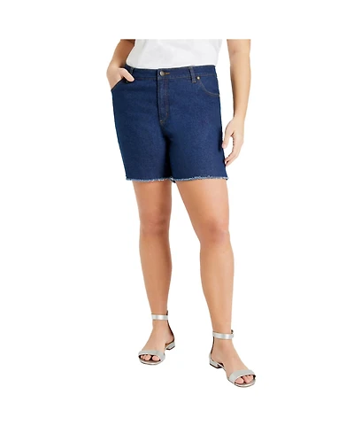 June + Vie Plus Raw Hem Fit Denim Shorts