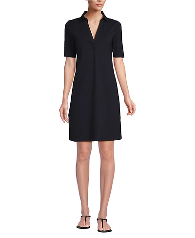 Lands' End Women's Starfish Elbow Sleeve Polo Dress