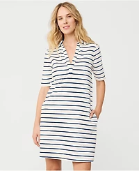 Lands' End Women's Starfish Elbow Sleeve Polo Dress