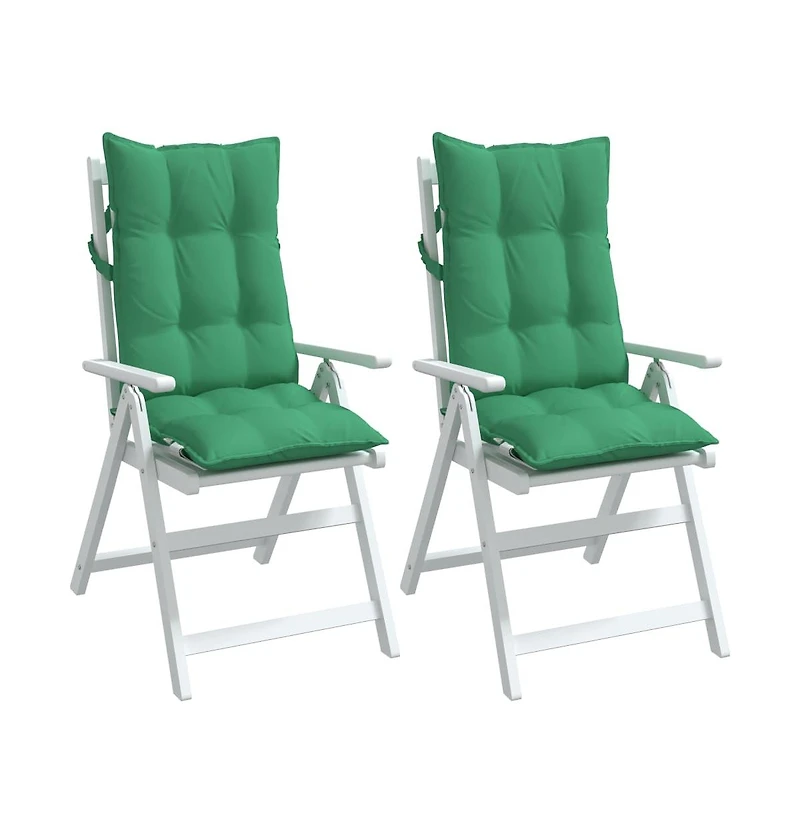 Highback Chair Cushions 2 pcs Green Oxford Fabric