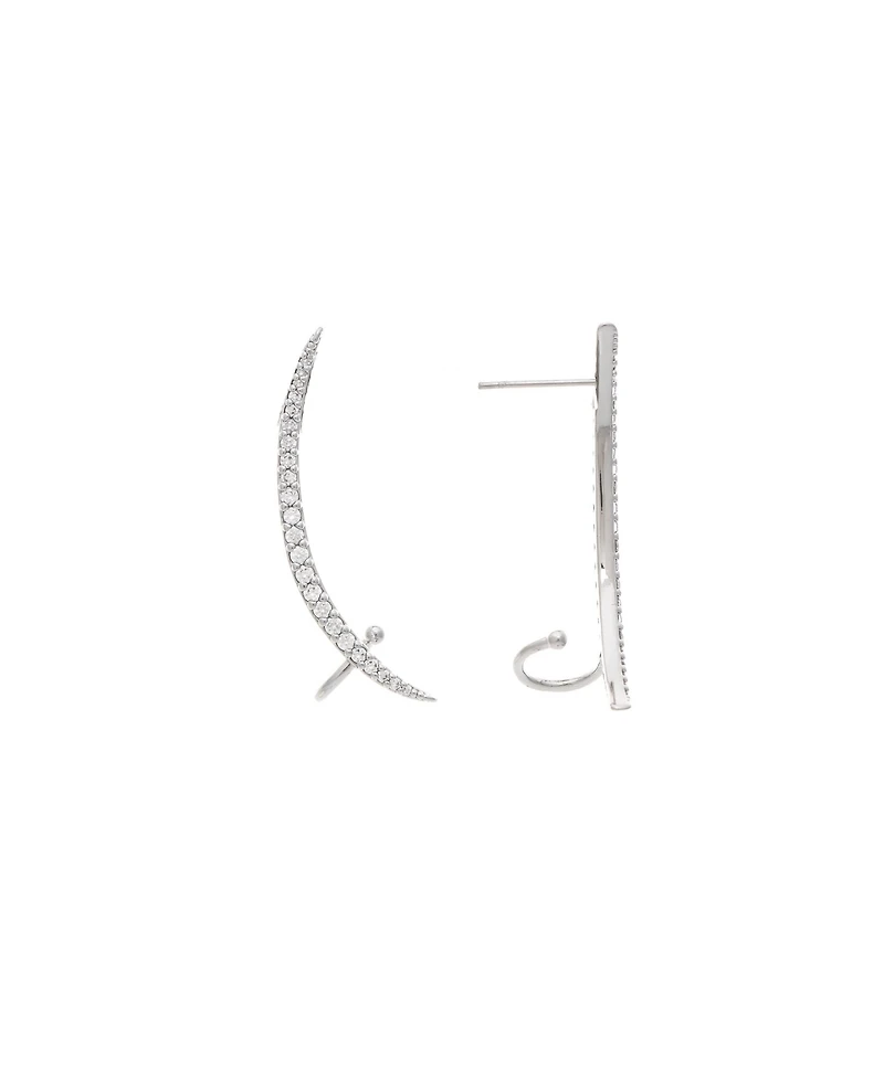 Rhodium Cubic Zirconia Crawler Earring