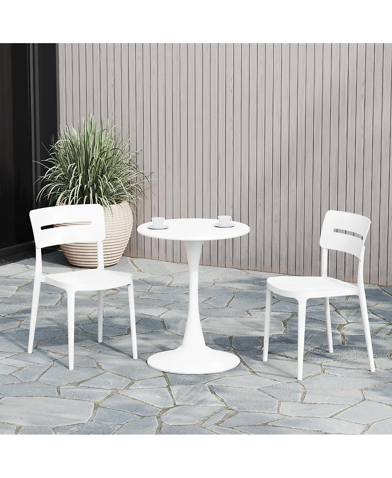 Outdoor Modern Stackable Plastic Patio Dining Chairs (Set of