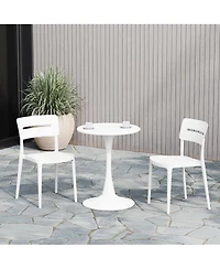 Outdoor Modern Stackable Plastic Patio Dining Chairs (Set of