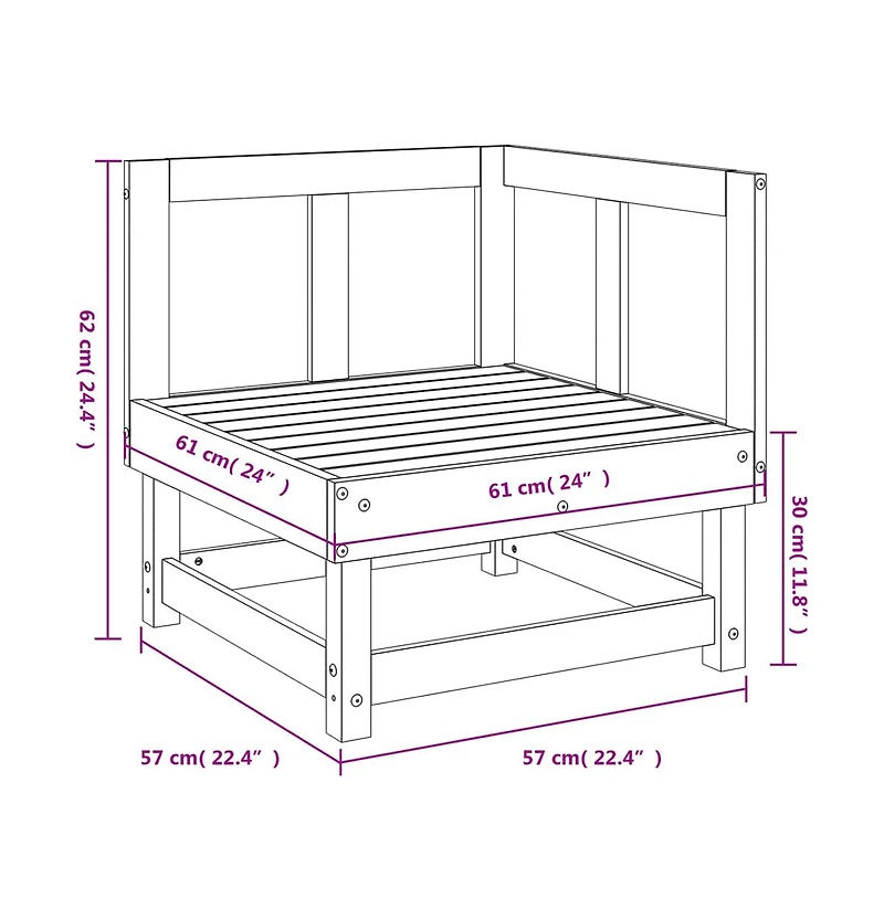 Patio Corner Sofa Solid Wood Pine